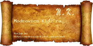 Modrovics Klára névjegykártya